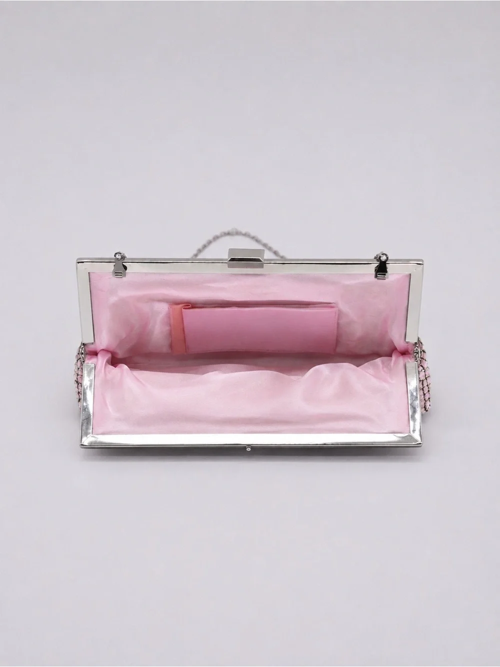BoutiKe Metallic Pink Chainmail Clutch Crossbody Y2K Evening Bag
